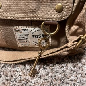 Fossil 1954 Long Live Vintage Crossbody Canvas & Leather Messenger Bag, Charm